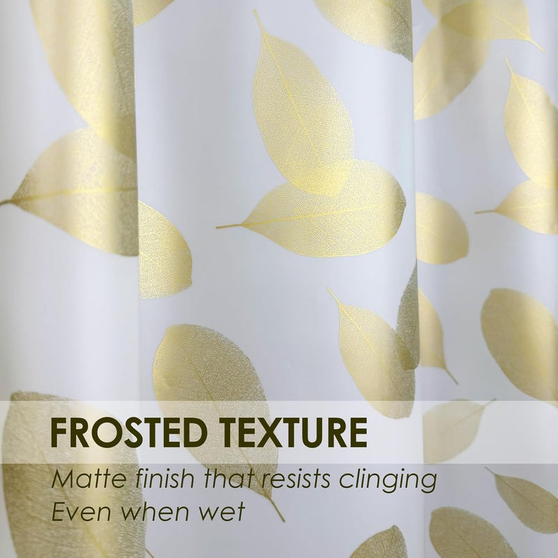 TRIMENGO Plastic Shower Curtain Liner, Waterproof Printed PEVA Shower Curtain with Design, Gold Leaf Pattern, Rustproof Grommets, Standard Size 70x72 Bathtub Curtain for Bathroom (Pack of 1) - Image 2